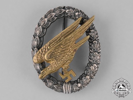 Luftwaffe Paratrooper Badge, by C. E. Juncker (in brass & nickel silver) Obverse