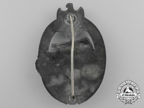 Panzer Assault Badge, in Silver, by Unknown Maker: AS in Triangle Reverse
