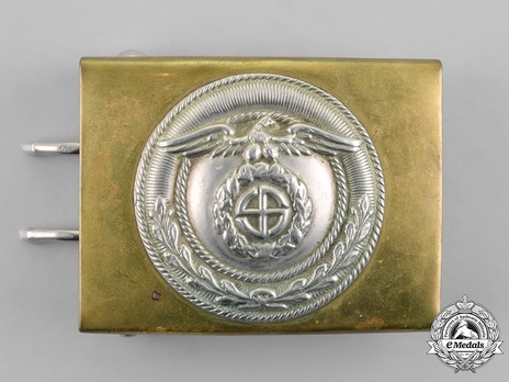 SA Enlisted Ranks Belt Buckle (with sunwheel swastika) (brass/silvered version) Obverse