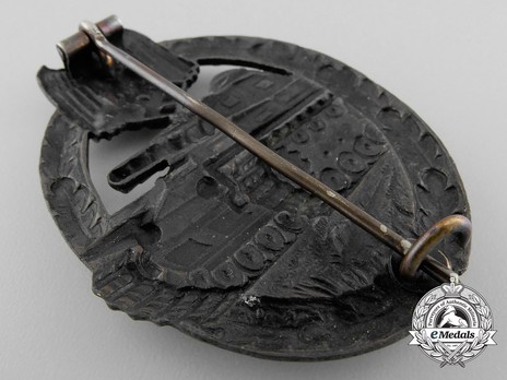 Panzer Assault Badge, in Bronze, by C. E. Juncker (hollow) Reverse