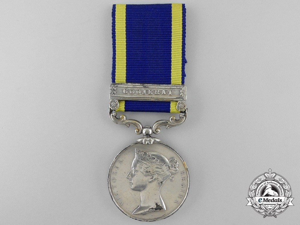 Silver medal with goojerat clasp stamped w.a. wyon obverse