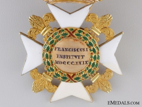 Royal Order of Francis I, I Class Knight's Cross (in gold) Reverse Detail