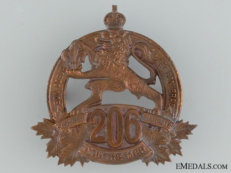 206th Infantry Battalion Other Ranks Cap Badge Obverse