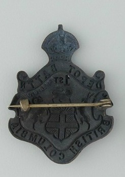 British Columbia 1st Depot Battalion Other Ranks Collar Badge (Browning Copper) Reverse