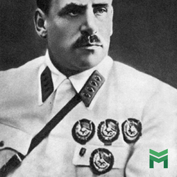 Vasily Blyukher, Marshal of the Soviet Union wears the order of the Red Banner