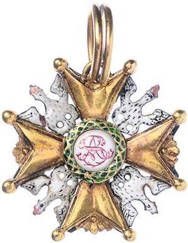 Order of Saint Stanislaus, Type I, Civil Division, III Class Cross (c. 1815) Reverse