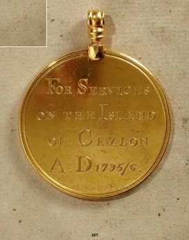 Capture of Ceylon Medal, Gold Medal 