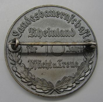 State Farmers' Group Rhineland Badges, Faithful Service Decoration for 10 Years Reverse