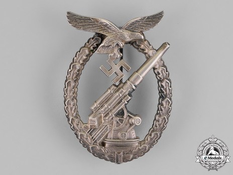 Luftwaffe Flak Badge, by G. Brehmer (in nickel silver) Obverse
