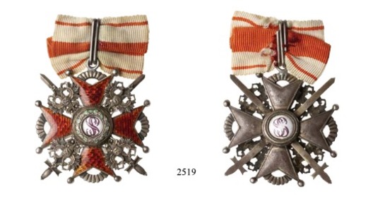 Order of Saint Stanislaus, Type II, Military Division, III Class Cross (in silver)